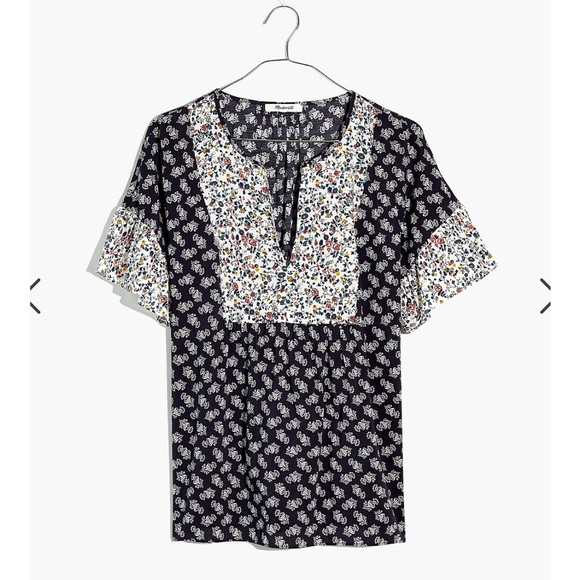 Madewell Print-Mix Drop-Shoulder Top in Blossoming Vines - Size M - Picture 2 of 8